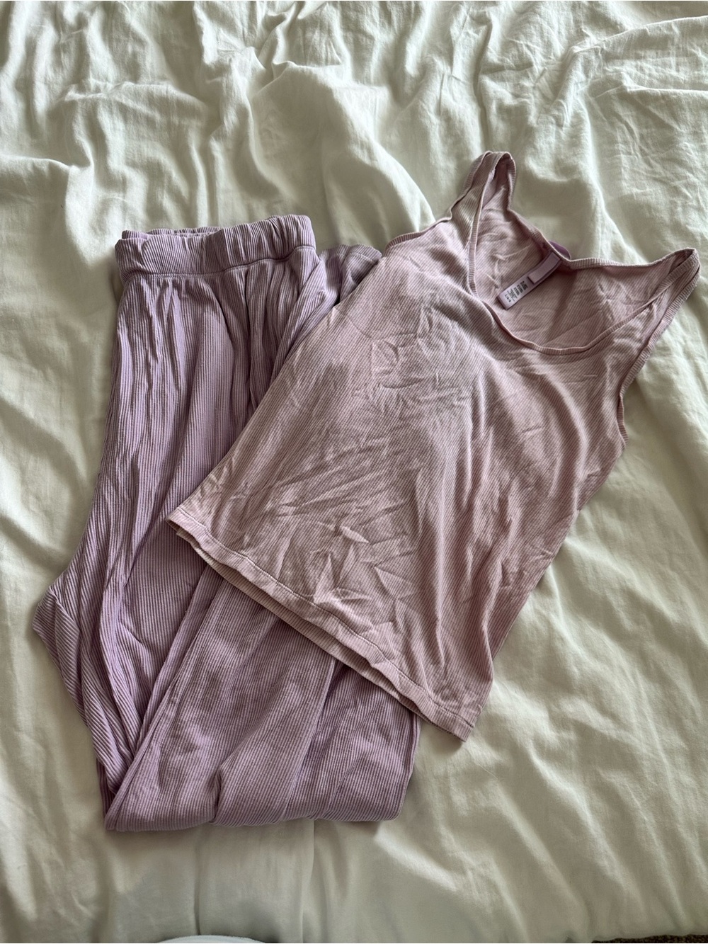 Ribbed two toned Tank & Pant Sleep Set - Women